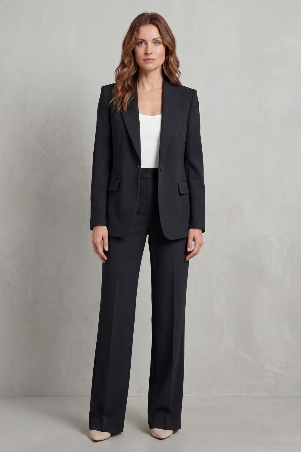 Brenda | Elegante traje de pantalón azul con corte holgado
