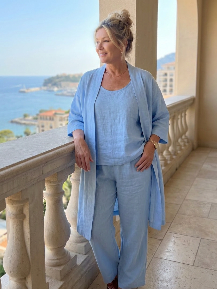 Yael | Conjunto Tres Piezas Relajado con Top y Pantalón