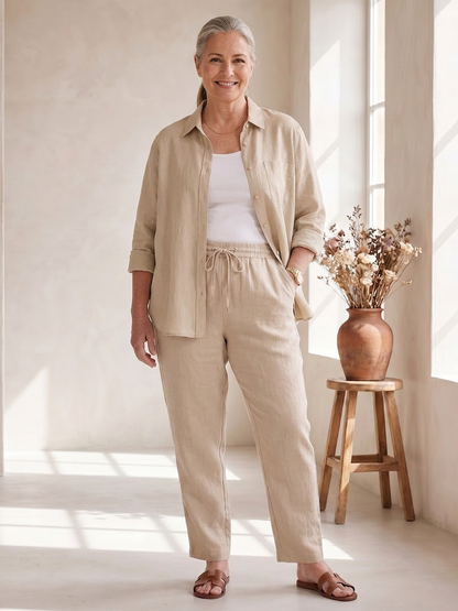 Noor | Conjunto Camisa Manga Larga y Pantalón Recto