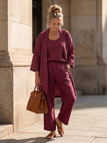 Yael | Conjunto Tres Piezas Relajado con Top y Pantalón