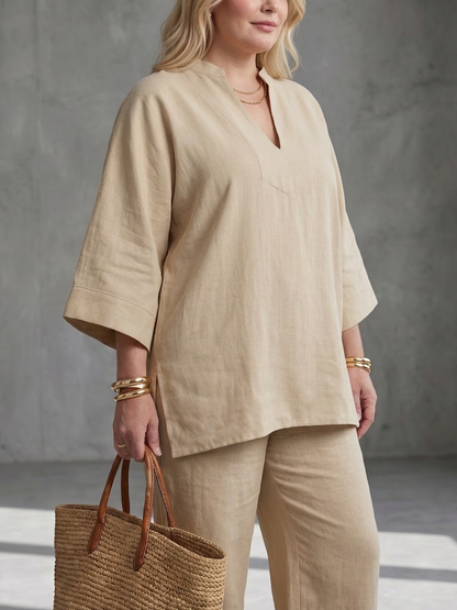 Georgiana | Conjunto Túnica Escote V y Pantalón Fruncido