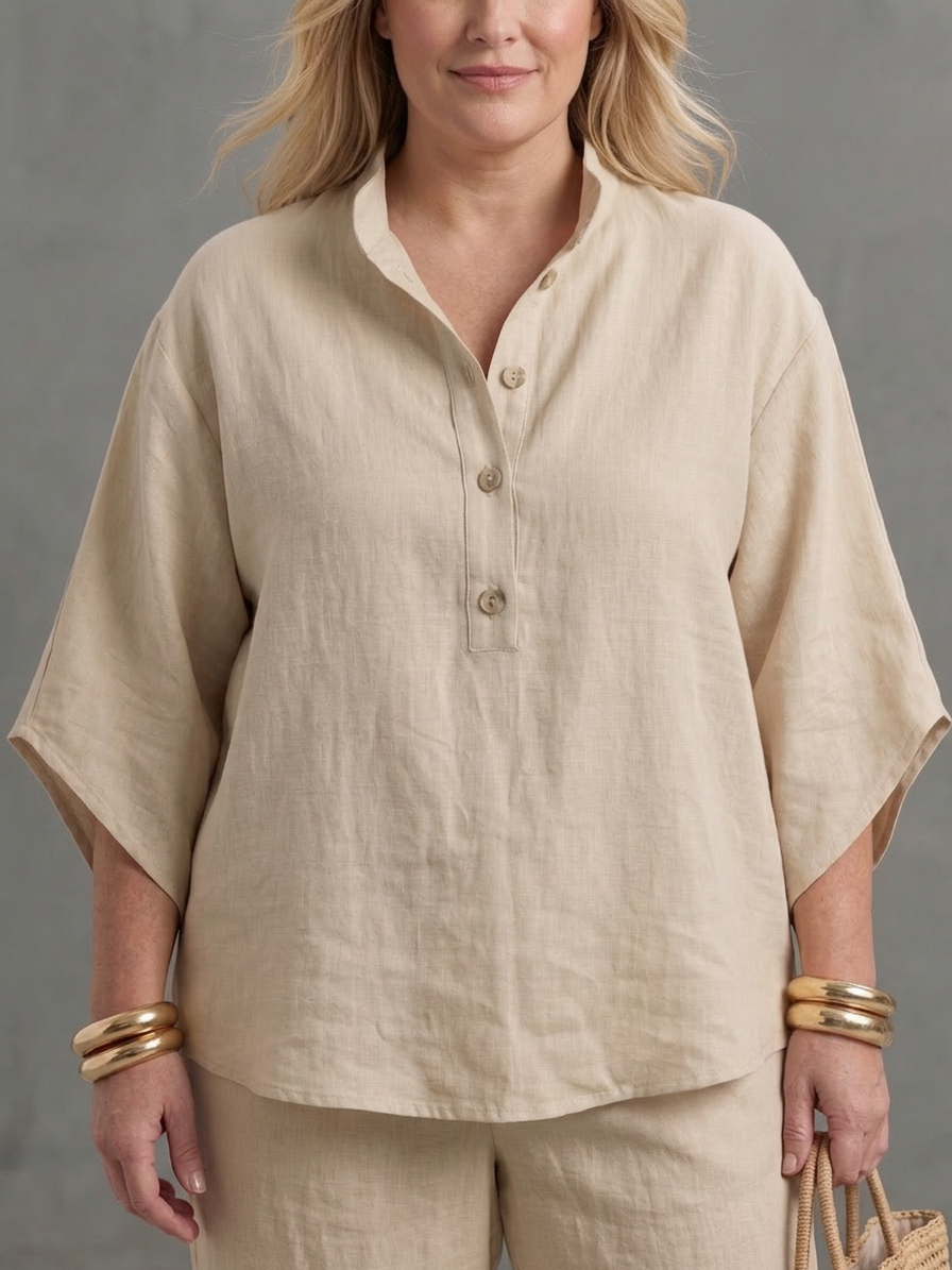Amity | Conjunto Túnica Abotonada con Pantalón Ancho