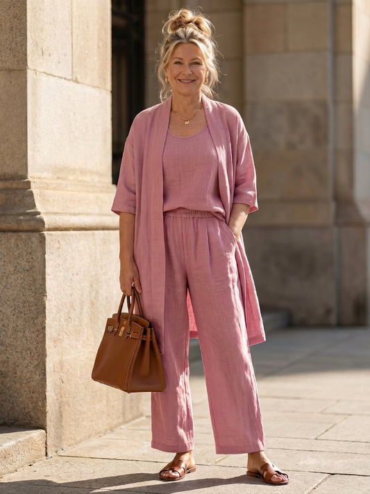 Yael | Conjunto Tres Piezas Relajado con Top y Pantalón