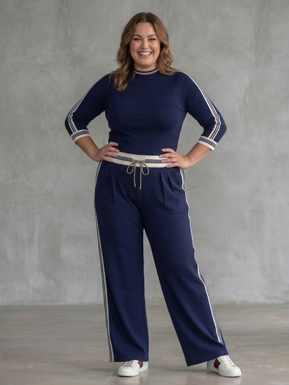 Eirlys | Conjunto Top Ajustado Manga Larga y Pantalón Ancho