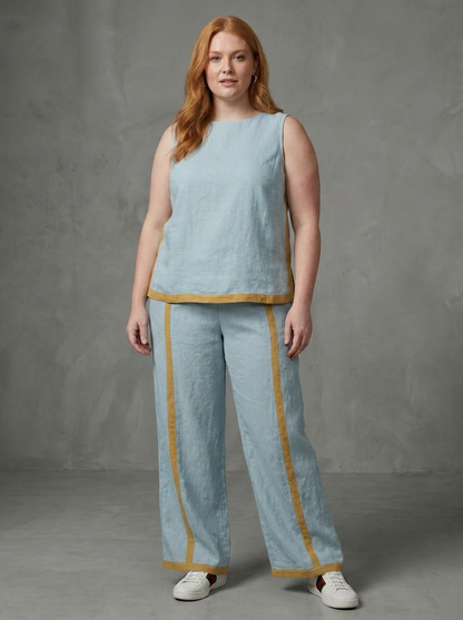 Inara | Conjunto Top Sin Mangas y Pantalón Ancho en Contraste