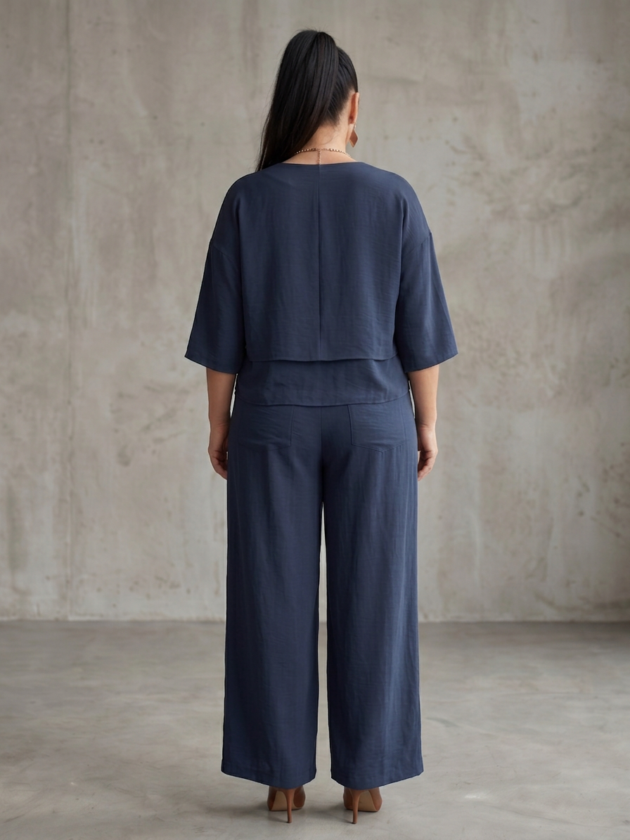 River | Conjunto Top en Capas y Pantalón Ancho