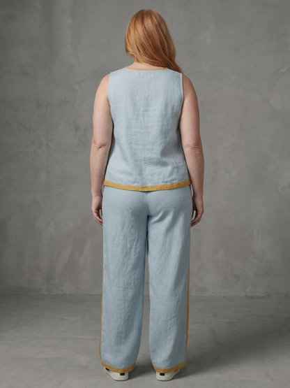 Inara | Conjunto Top Sin Mangas y Pantalón Ancho en Contraste