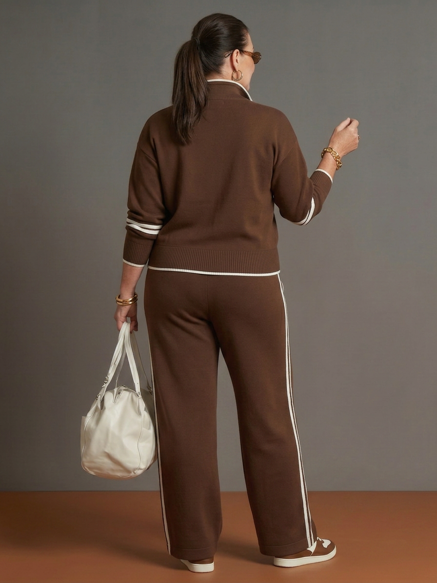 Rain | Conjunto Manga Larga con Cuello Zip y Pantalón a Rayas