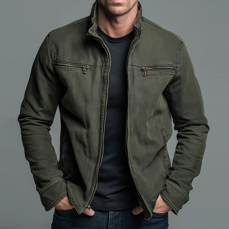 Cazel™ | Chaqueta Vintage De Algodón Con Cierre De Cremallera