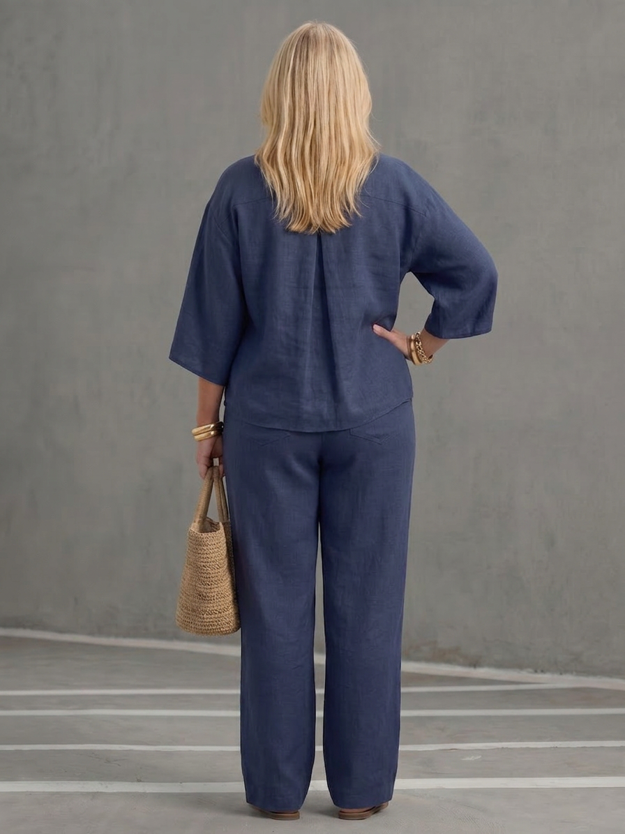 Amity | Conjunto Túnica Abotonada con Pantalón Ancho