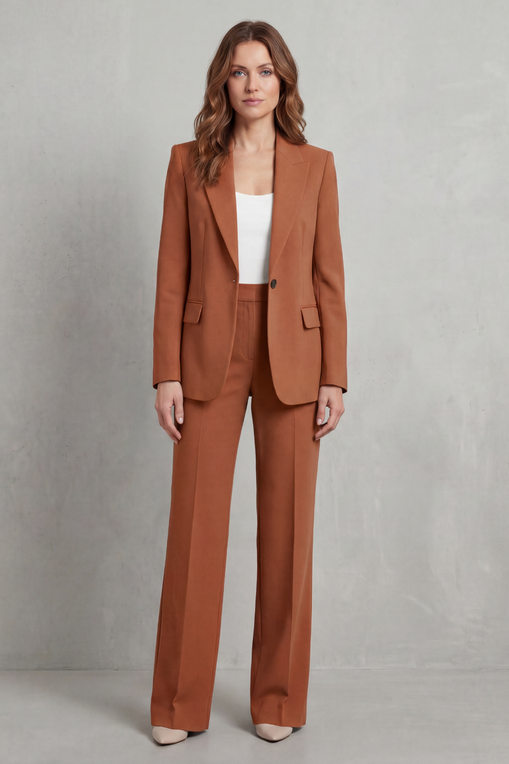 Brenda | Elegante traje de pantalón azul con corte holgado