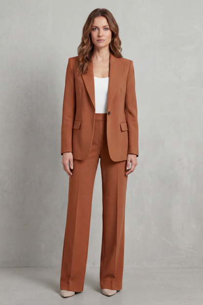 Brenda | Elegante traje de pantalón azul con corte holgado
