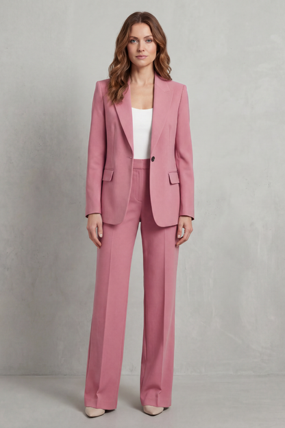 Brenda | Elegante traje de pantalón azul con corte holgado
