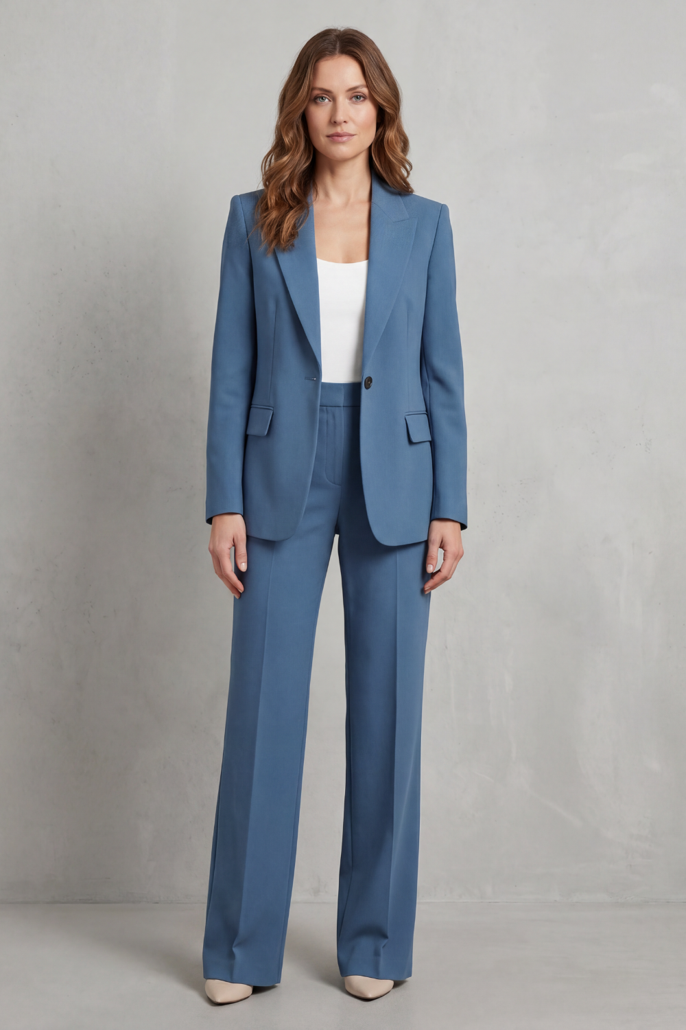 Brenda | Elegante traje de pantalón azul con corte holgado