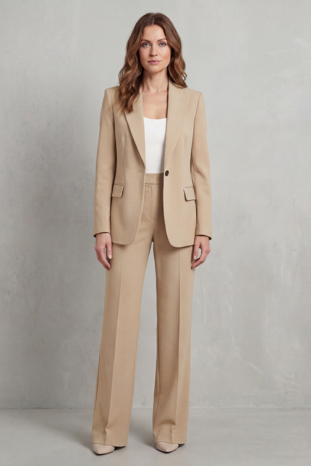 Brenda | Elegante traje de pantalón azul con corte holgado