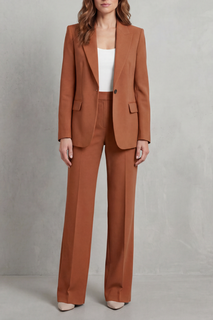 Brenda | Elegante traje de pantalón azul con corte holgado