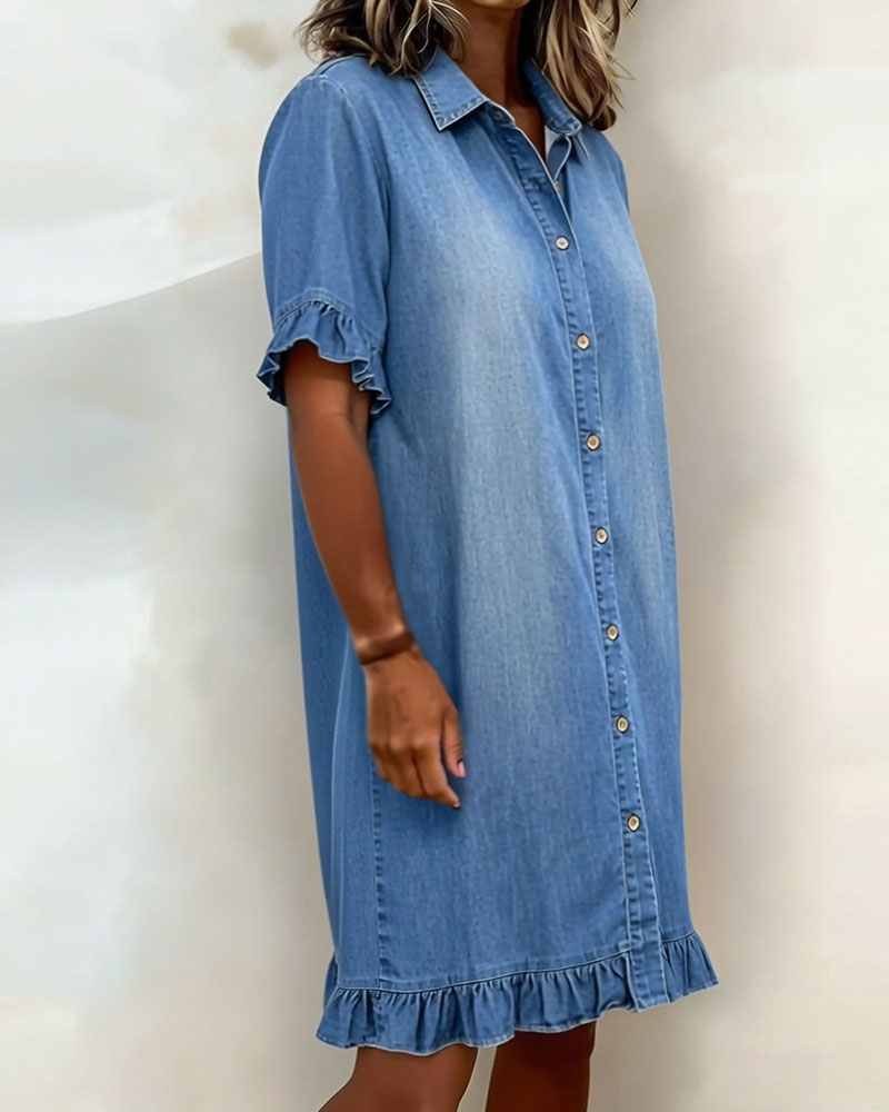 Van Delft Mode® | Vestido de Denim Cómodo con Pliegues Halagadores
