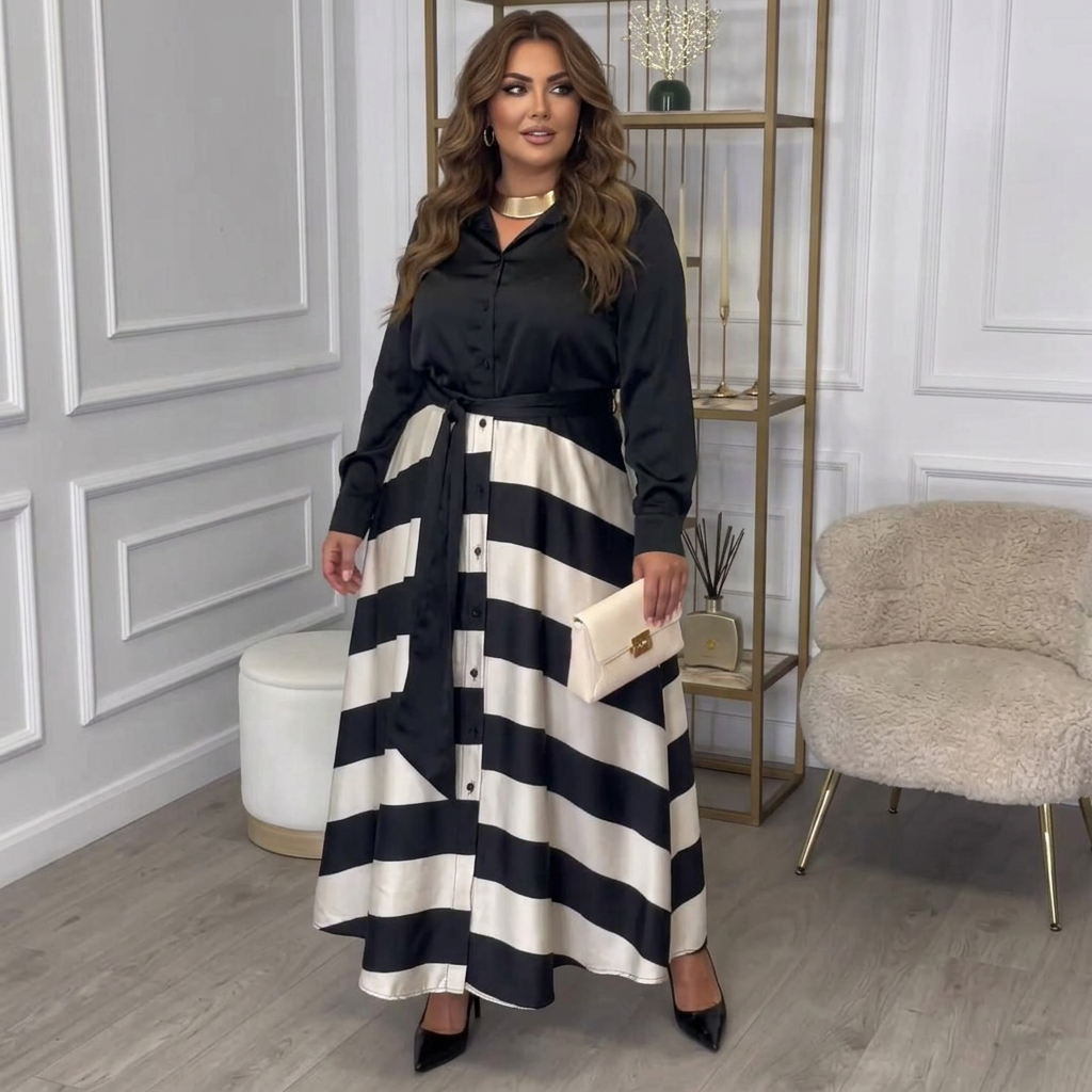 Yvonne | Vestido Maxi de Rayas