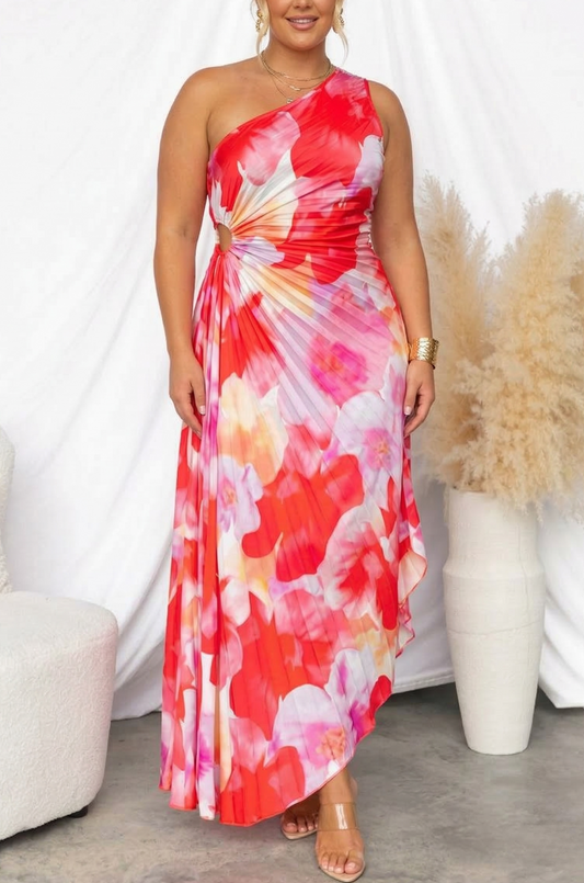 Yanira | Vestido Plisado con Un Hombro